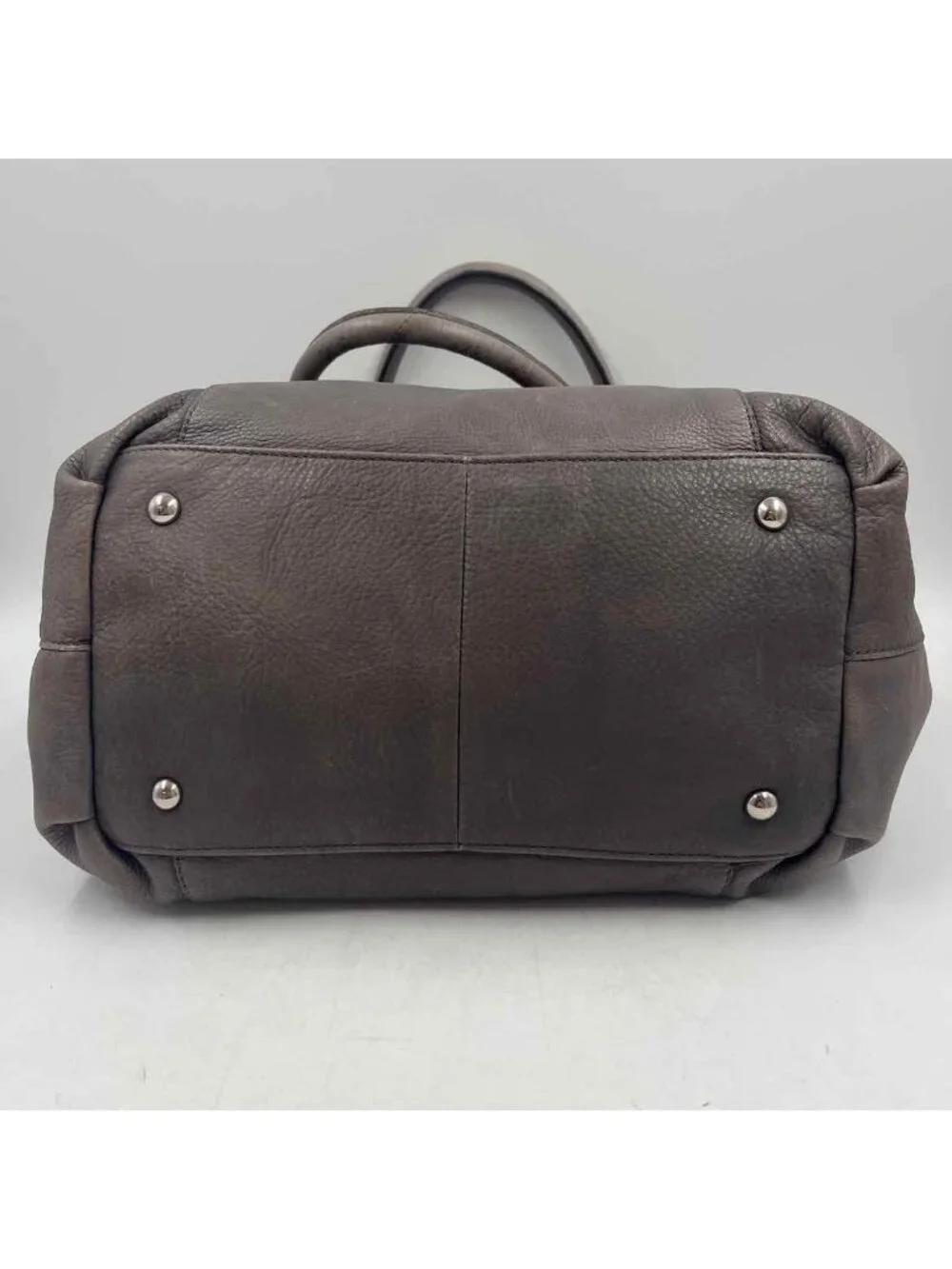 B. Makowsky Leather Brown Gray Women's Taupe pebbled Purse